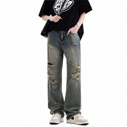 wide Leg Cargo Pants 2022 Streetwear Baggy Jeans New Spring Autumn Men jeans Ripped Loose Straight Male Brand Clothing blue T3gl#