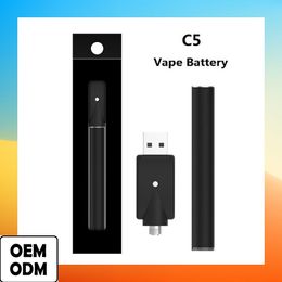Manufacturer Direct Supply C5 Bud Touch Battery 10.5mm Buttonless Auto Activated Vape O Pen 345mAh for 510 Cartridges with Bottom Indicator Light Black/ Silver/ White