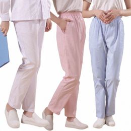 summer Nurse Uniform Pants Solid Colour Beauty Pants Sal Nursing Pants Lab Pet Shop Scrub Elastic Tether Work a0bH#