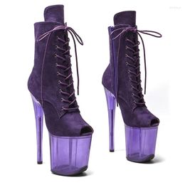 Dance Shoes LAIJIANJINXIA Fashion 20CM/8 Inches Suede Upper Pole Dancing High Heel Platform Women's Modern Boots