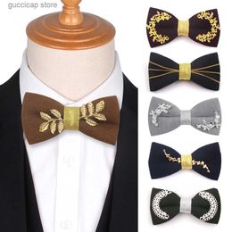 Bow Ties Metal decoration Men Bowtie Casual Solid Bow tie For Men Women Adult Woollen Bow Ties Cravats Groom Bowties For Wedding Party Y240329