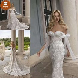 Seksi Kapalı Omuz Gelinlik Sevgilim Sırtsız Çıkarılabilir Tren Beach Country Cornes Denizkızı Gelin Gown Vestidos De Novia Wjy