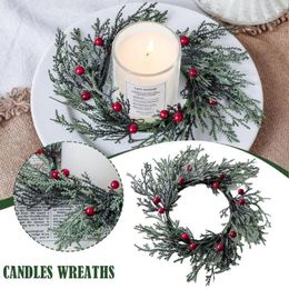 Decorative Flowers Candlestick Wreath Centerpiece Artificial Cherry Christmas Pinecone Wedding Garland Xmas Decor Candle Holder Yea S6e7