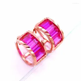 Dangle Earrings 585 Russian Purple Gold Inlaid Redstone Women's Fashion Trendy Western Style Pure 14K Colour Rose