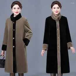 Women's Fur 2024 Fashion Autumn Winter Jacket Women Imitation Mink Fleece Coat Mid Length Middle Aged Female Outerwea