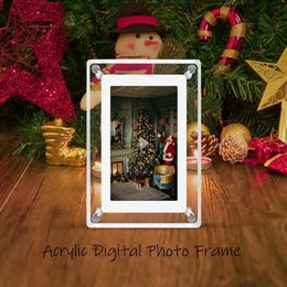Digital Photo Frames 57 Acrylic Digital Photo Frame IPS Screen Vertical Display Video Playback Photo Rotation Photo Album with Speaker Gift Box 24329