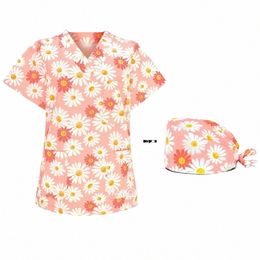 multi Colour Scrub tops Pet Grooming Staff Overalls Women Short Sleeve Uniform Doctor Overalls Beauty sal working clothes F3gE#