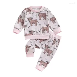 Clothing Sets Baby Girl Fall Outfits Long Sleeve Animal Floral Print Sweatshirt Pants Headband Infant Toddler 3Pcs Clothes Set