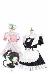 cos-mart Anime Cute Cat Maid Cosplay Costume Dr kitty Game Waiter High School Uniform Set Everyday Wear XXL Pretence x20X#