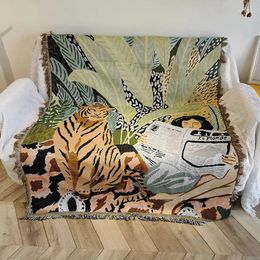 Blankets Green Plant Tiger Lazy Girl Thread Blanket Throw Tapestry Sofa Cover Picnic Camping Warm For Winter