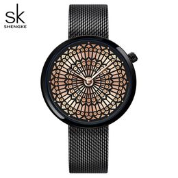 Shengke Luxury Brand Watch Women Fashion Dress Quartz Watch Ladies Full Steel Mesh Strap Waterproof Watches Relogio Feminino274S