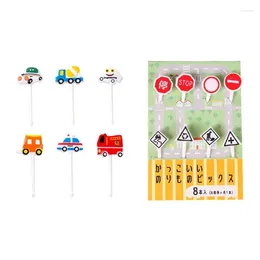 Disposable Flatware Car Sign Fruit Pick Fork Bento Box Lunch Decoration Party Accessories Plastic Material