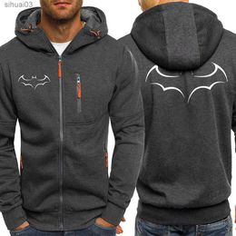 Men's Hoodies Sweatshirts Fun movie bat hoodie mens oversized hip-hop casual clothing pocket zipper autumn warm sweater pocket zipper mens hoodieL2403