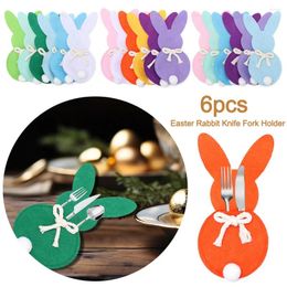 Table Mats 6pcs Easter Spoon Fork Holder Non-Woven Fabric Cutlery Bag Pocket Decorations Tableware Bags