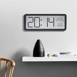 Wall Clocks Rectangular LED Digital Clock With Stand 12/24 And F/C Hour Humidity Display Bedroom Electric Alarm