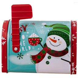 Storage Bottles Christmas Cookie Tin Tinplate Mailbox Shaped Biscuits Jar Empty Santa Printed Candy Boxes Container Xmas Party Sugar