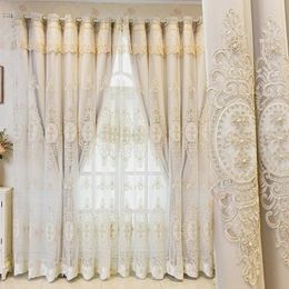 Luxury Embossed Flower Embroidered Double Layer Sheer Curtains for Living Room Bedroom Blackout 3D Floral Sheer Tulle Drapes Custom Sheer Curtains 240321