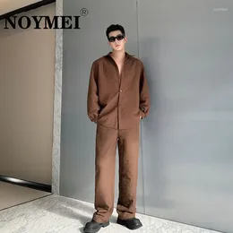 Men's Tracksuits NOYMEI French Style 2024 Fashion All-match Solid Colour Two Pieces Set Handsome Long Sleeve Shirt Wide Leg Pants WA4052