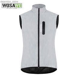 Cycling Jackets WOSAWE Men Cycling Full Reflective Vest Windbreaker Waterproof Jacket Spring Autumn Windproof Bike Bicycle Vest Night Glowing24329