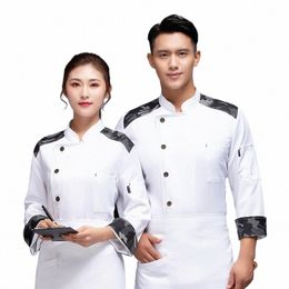 autumn and Winter Chef Overalls Men's Lg-Sleeved High-End Chinese Style Dining Kitchen Wine Shop Owner Chef Uniform Suit Custo o4pZ#