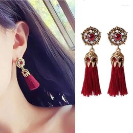 Dangle Earrings Ms National Wind Fashionable Tassel Vintage Handmade Women Rhinestone Wedding Statement Fringed Brinco