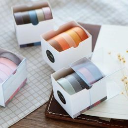 Gift Wrap 5Pcs/pack Pure Colour Washi Tape Cute Scrapbooking Material Junk Journal Diary Decor Sticker Stationery DIY Craft Supplies
