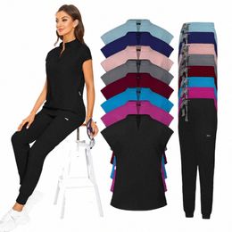 slim Fit Scrubs Medical Uniforms Women Scrubs Tops Pant Hospital Nurses Accories Dental Clinic Beauty Sal Spa Lab Workwear U9UT#