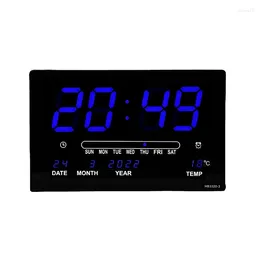 Wall Clocks LED Perpetual Calendar Electronic Clock Digital Alarm Temperature Table Living Room Decoration Blue
