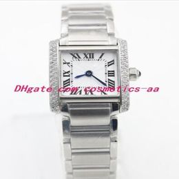 Top Sapphire Ladies Watch Quartz Luxury W5200013 20mm Crystal White Rectangle Big Diamonds Case Stainless Steel Women's Watch223Q