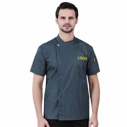 western Restaurant Waiter Uniform Men's Cook Jacket Catering Kitchen Workwear Shirt BBQ Bakery Coffee Shop Overalls Short Sleeve R7nb#