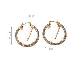 European New Fashion Simple Letters Hollow Jewelled Ear Ring Personality Design Large Size Ear Rings