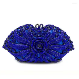 Evening Bags Ladies Gold/Blue/Red Colour Crystal Clutch Bag Rhinestones Bridal Wedding Clutches Purse Women Party Mini Dinner Handbags