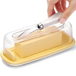 Plates Clear Butter Dish With Lid Rectangular Container Knife For Countertop Refrigerator Door Shelf