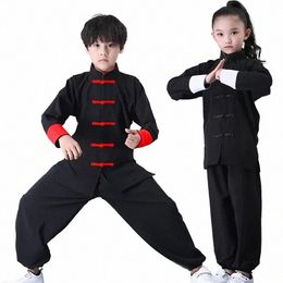 children's Martial Arts Wear Chinese Kung Fu Performance Wear Boys and Girls Tai Ji Suit Training Wear X5Q5#