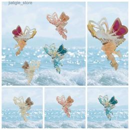 Hair Clips Acetic Acid Angel Butterfly Hair Claw Fashion Fairy Diamond Wing Elf Hair Clip Rhinestone All-match Shark Clip Daily Y240329