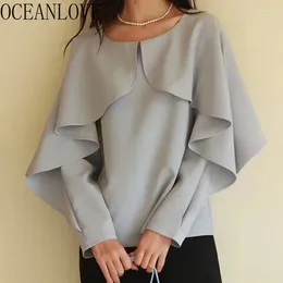 Women's Blouses OCEANLOVE Ruffles Women Tops Solid Spring Autumn Elegant Japanese Style Blusas Mujer Office Lady Simple Camisas