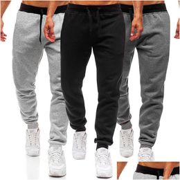 Men'S Pants Mens Fitness Pure Colours Flannelette Material Large Size Casual European And American Wind Trousers Drop Delivery Apparel Dhjgz