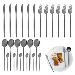 Flatware Sets Kitchen Cutlery Set 24pcs Stainless Steel Simple And Elegant Accessory For Lunch Dinner Coffee Tea Desserts