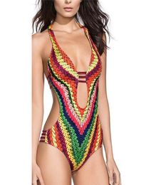 Women Swimsuit One Piece African Ethnic Fringe Design Bikini Monokini Push Up Padded Bra Hollow Out Swimwear Badpak A40 OnePiece 9219522