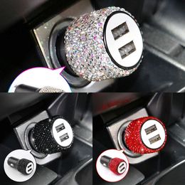 Upgrade Car Charger Diamond-Mounted Car Phone Safety Hammer Charger Dual USB Fast-Charged Diamond Auto Phone Aluminium Alloy Charger
