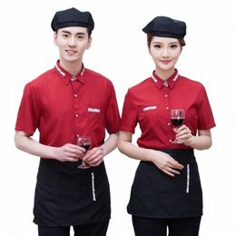 hotel Staff Work Clothing Men Women Short-sleeve Restaurant Waiter Uniform Fast Food Waitr Uniform Coffee Shop Waiter Uniform 39M1#