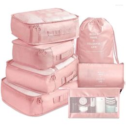 Storage Bags 7pieces Set Travel Organiser Suitcase Packing Cases Portable Luggage Clothe Shoes Pouch