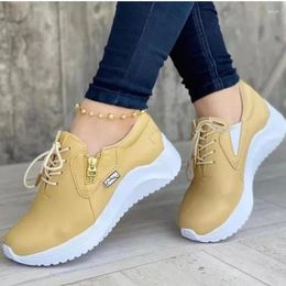 Casual Shoes Women Fashion Wedge Flat Zipper Lace Up Comfortable Ladies Sneakers Female Vulcanized Zapados Mujer