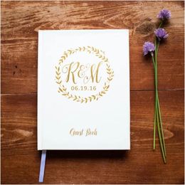 Party Supplies Wedding Guest Book #26 - Hardcover Guestbook Books Custom Personalised Guestbooks Gold Wrea