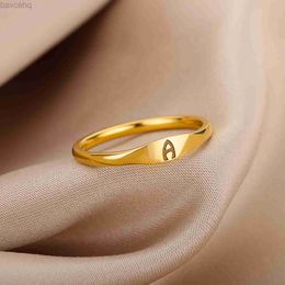 Wedding Rings Tiny Initial Letter Rings For Women Fashion A-Z Letter Finger Stainless Steel Ring Aesthetic Wedding Jewelry Gift bijoux femme 24329