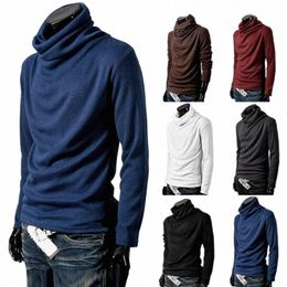 2023 Winter New Men's Turtleneck Sweaters Solid Colour Fi Knitted Pullovers Men Casual Sweater Male Autumn Knitwear MY278 Y6ci#