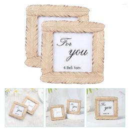 Frames 2 Pcs Set Po Folder Small Frame Girl Gold Decor Square Resin Picture 3x3