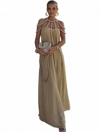 byemylove Loose Sleevel Beach Dr Backl Maxi Dr For Women Crochet Cut Out Off Shoulder Loose Hem Party Lg Dr 17o5#