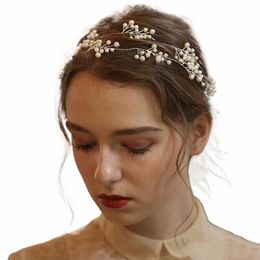 elegant Handmade Beads Girls Headband Pearls Lg Hair Vine Women Hairpiece for Party Banquet Tiara Wedding Hair Accories d6Ws#