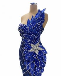 luxury Royal Blue Celebrity Dres Haute Coutures Beading Sequins Women Prom Dr Dubai Party Evening Gowns Vestidos De Gala e697#